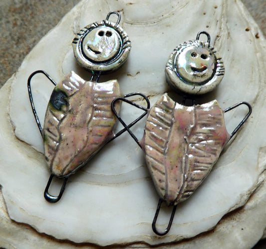 Ceramic Lustrous Simple Souls Angel Connectors -Morganite
