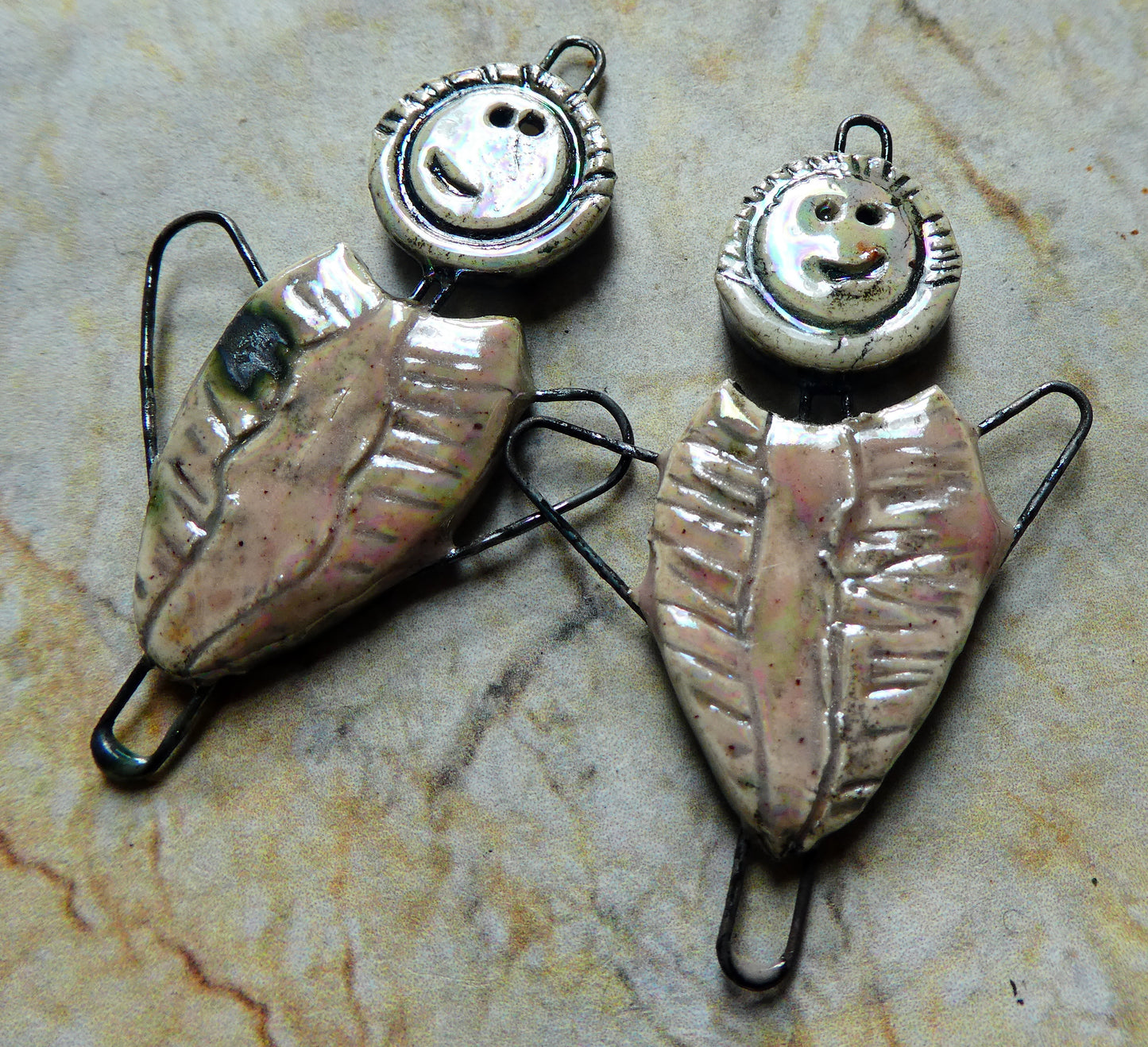 Ceramic Lustrous Simple Souls Angel Connectors -Morganite