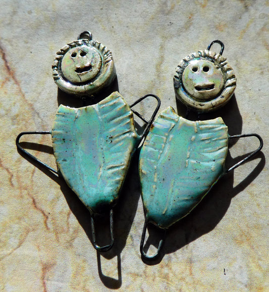 Ceramic Lustrous Simple Souls Angel Connectors -Larimar