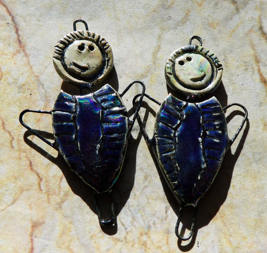 Ceramic Lustrous Simple Souls Angel Connectors -Mirror Blue