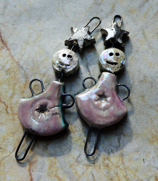 Ceramic Lustrous Simple Souls Christmas Fairy Connectors -Pink Plum