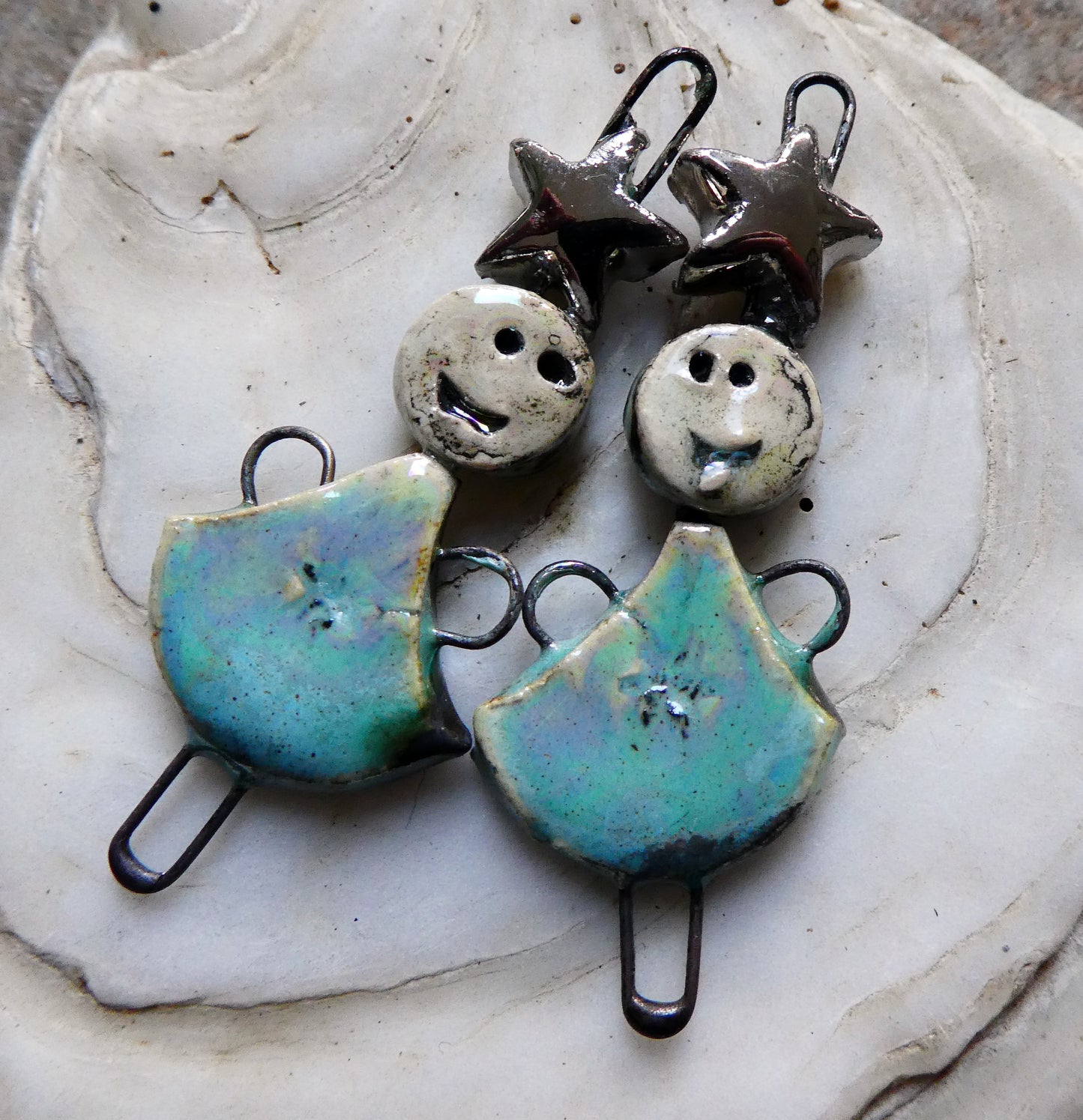Ceramic Lustrous Simple Souls Christmas Fairy Connectors -Larimar