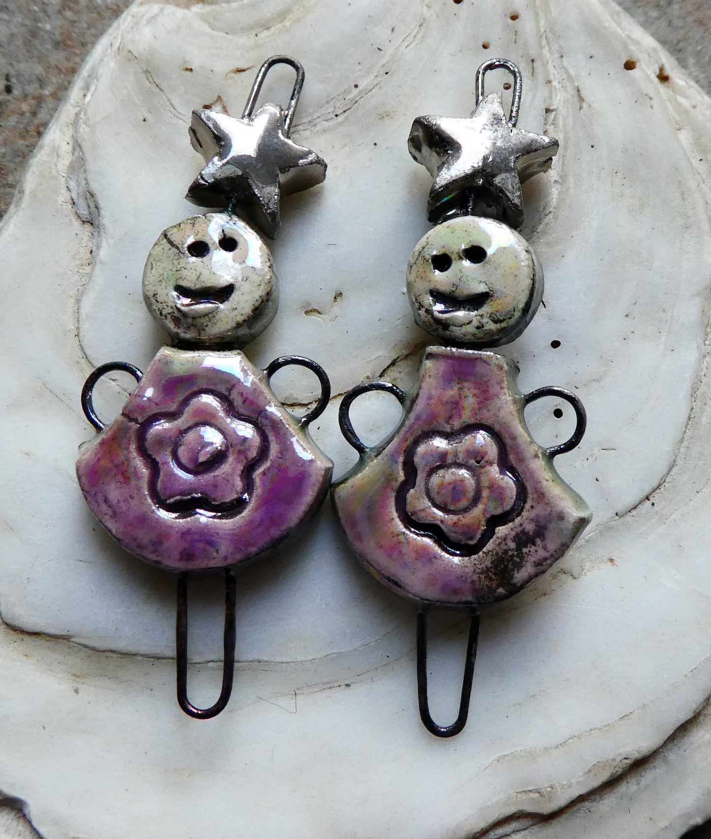 Ceramic Lustrous Simple Souls Christmas Fairy Connectors -Grapel