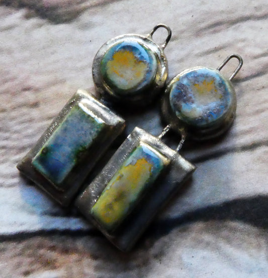 Ceramic Moulded Disc and Rectangle Charms -Outer Space