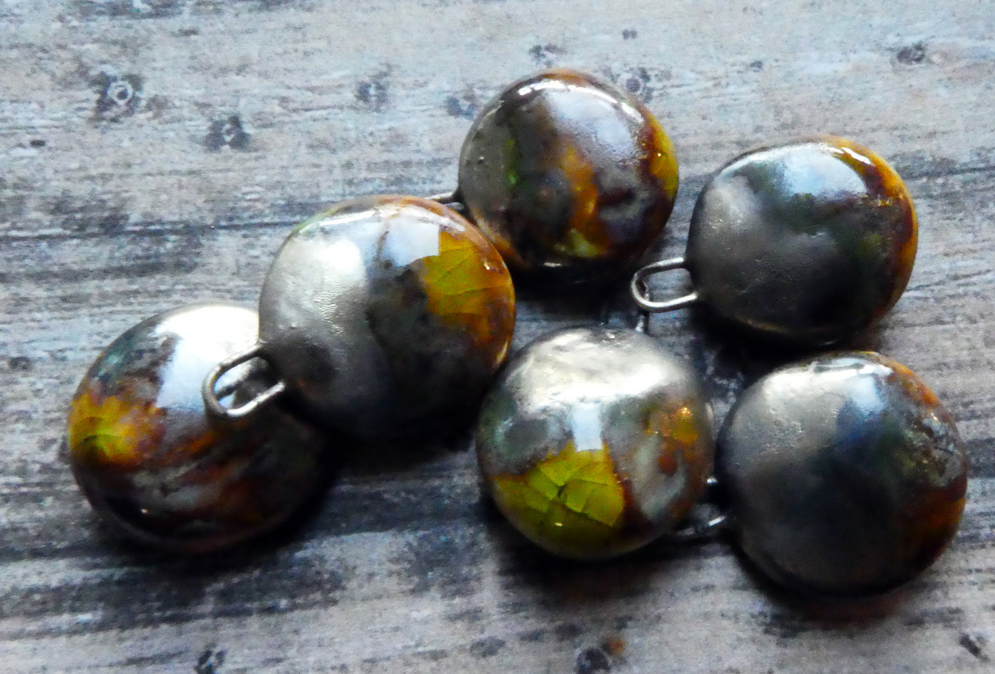 Ceramic Lustrous Disc Drops -Autumn