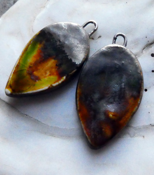 Ceramic Lustrous Flat Leaf Drops -Autumn