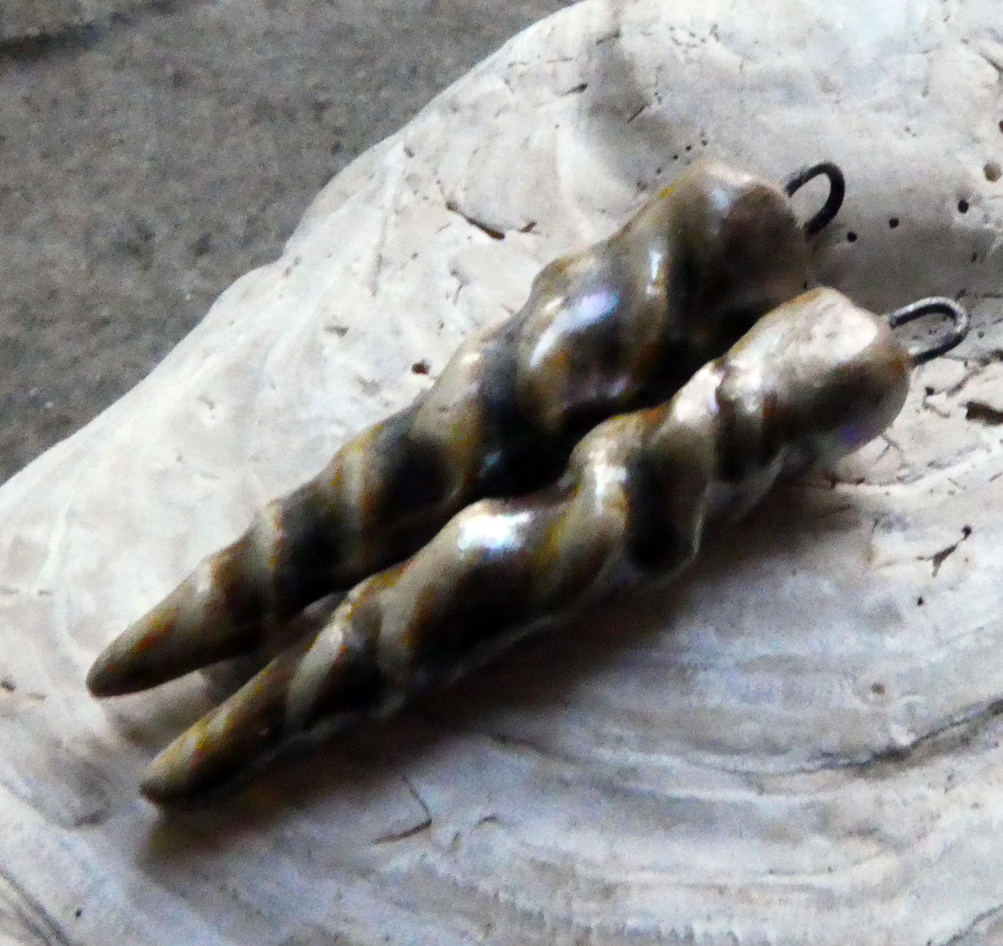 Ceramic Lustrous Icicle Earring Charms - Smoke