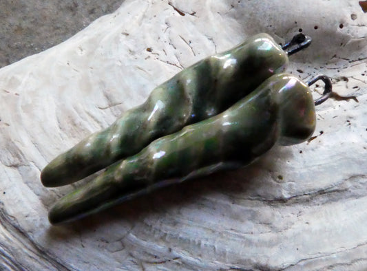 Ceramic Lustrous Icicle Earring Charms - Celadon