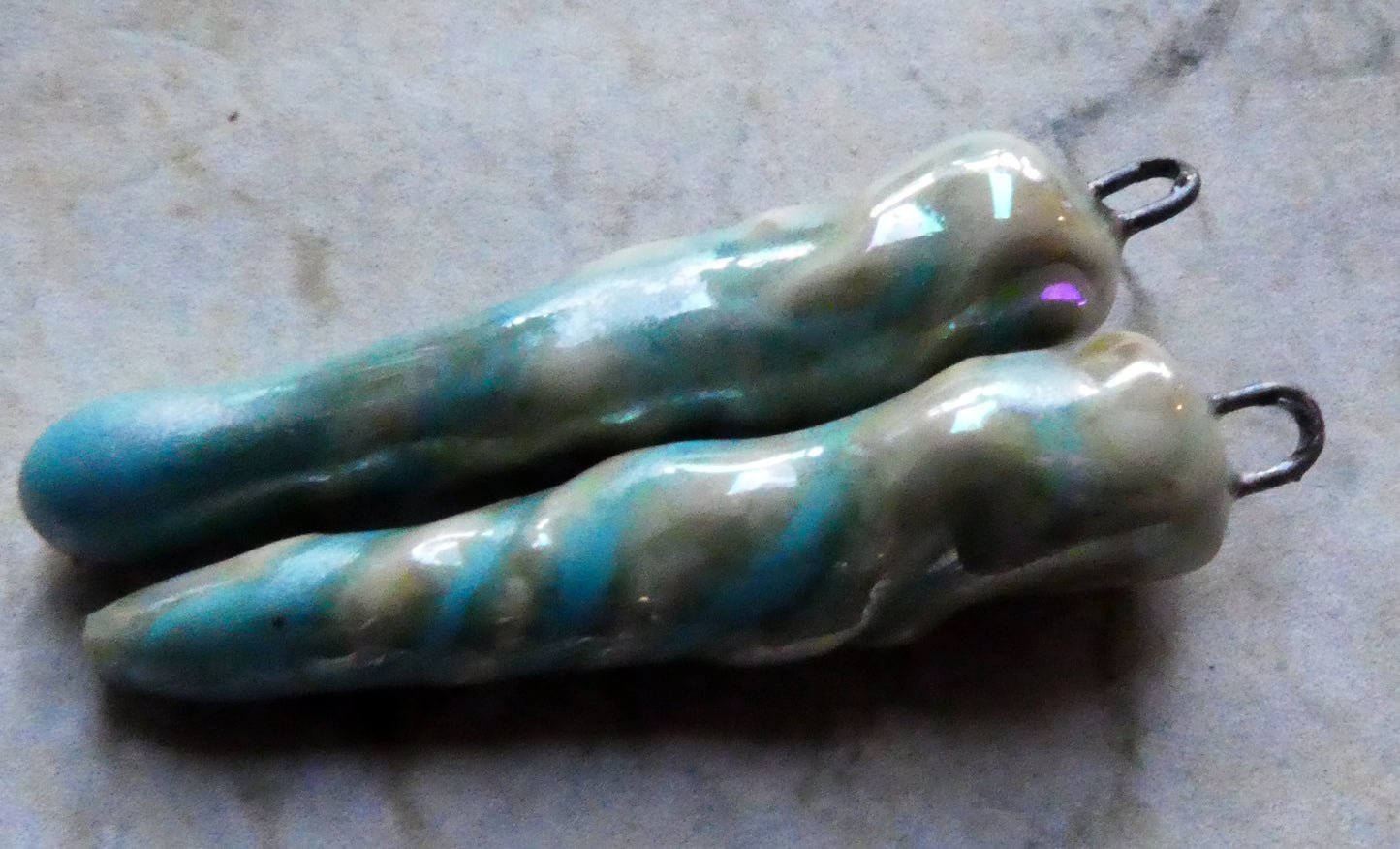 Ceramic Lustrous Icicle Earring Charms - Blue Ice