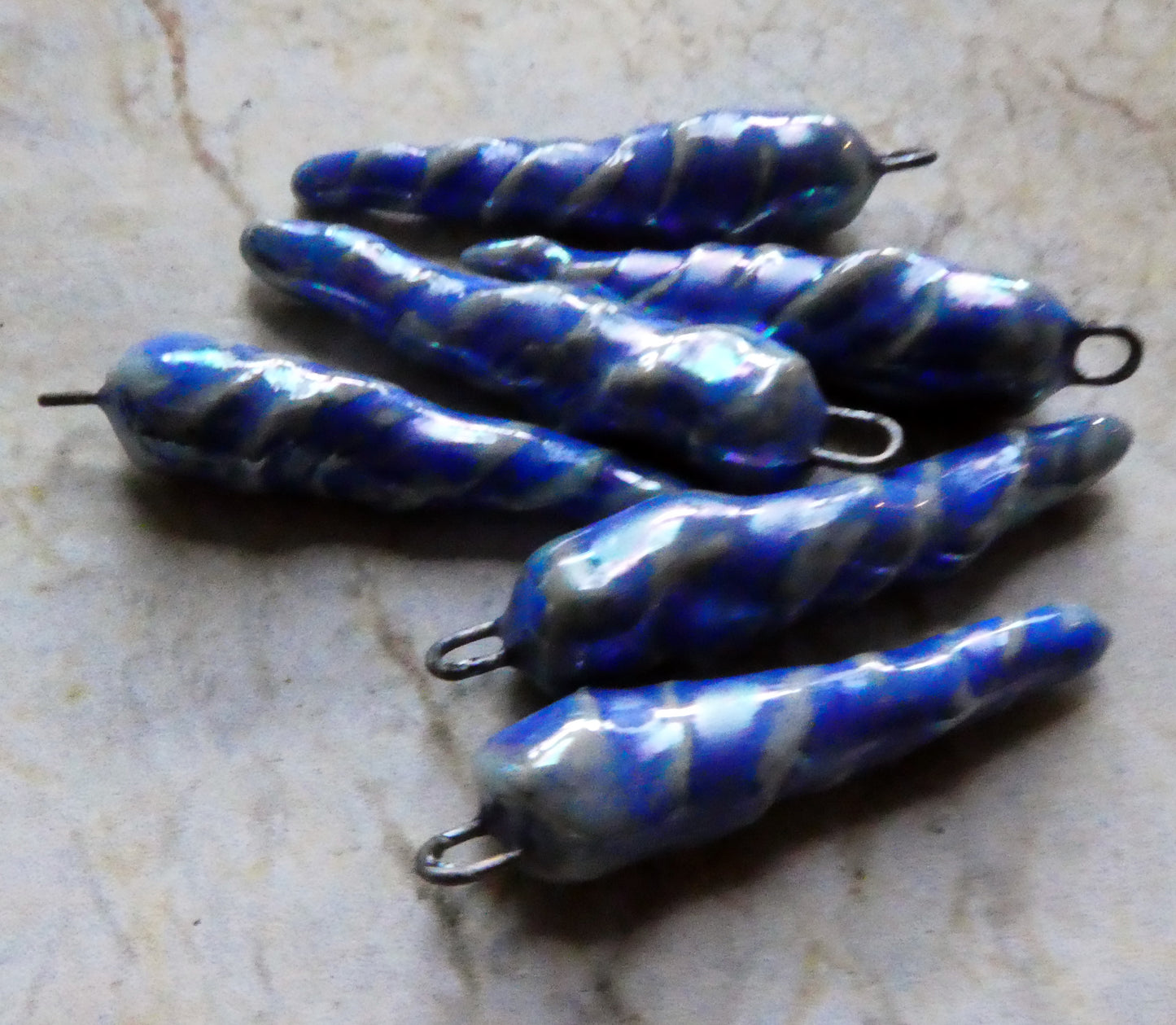 Ceramic Lustrous Icicle Earring Charms - Soft Blue