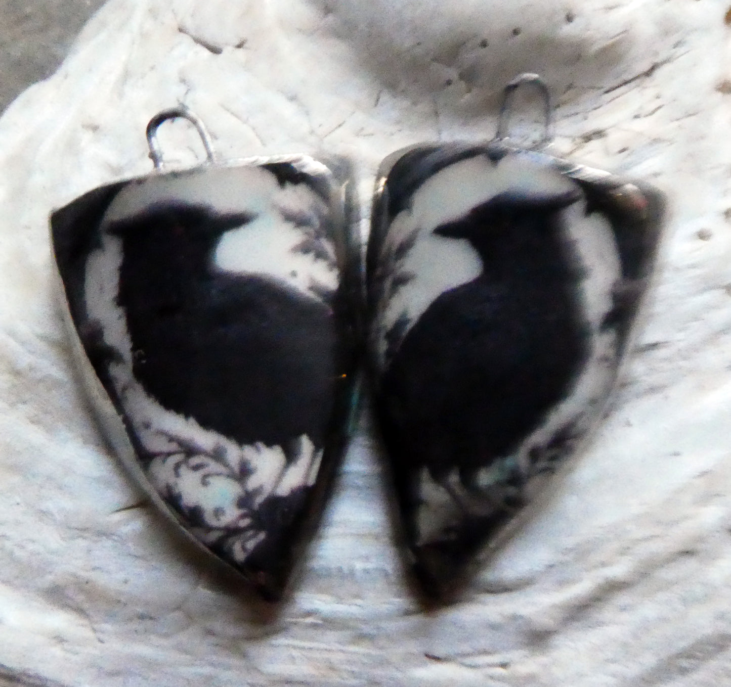 Ceramic Raven Decal Shield Charms #1