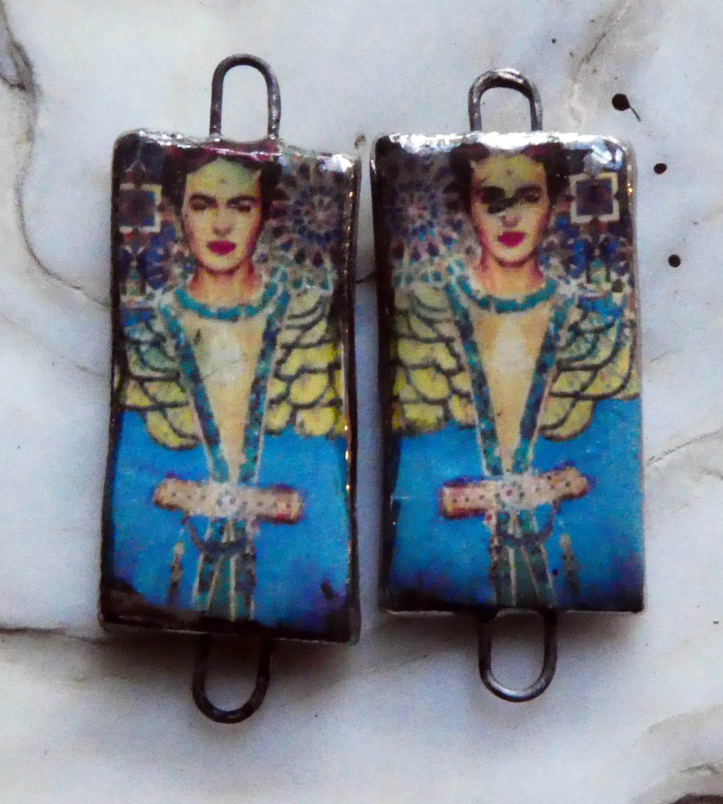 Ceramic Frida Inspired Earring Connectors - #2
