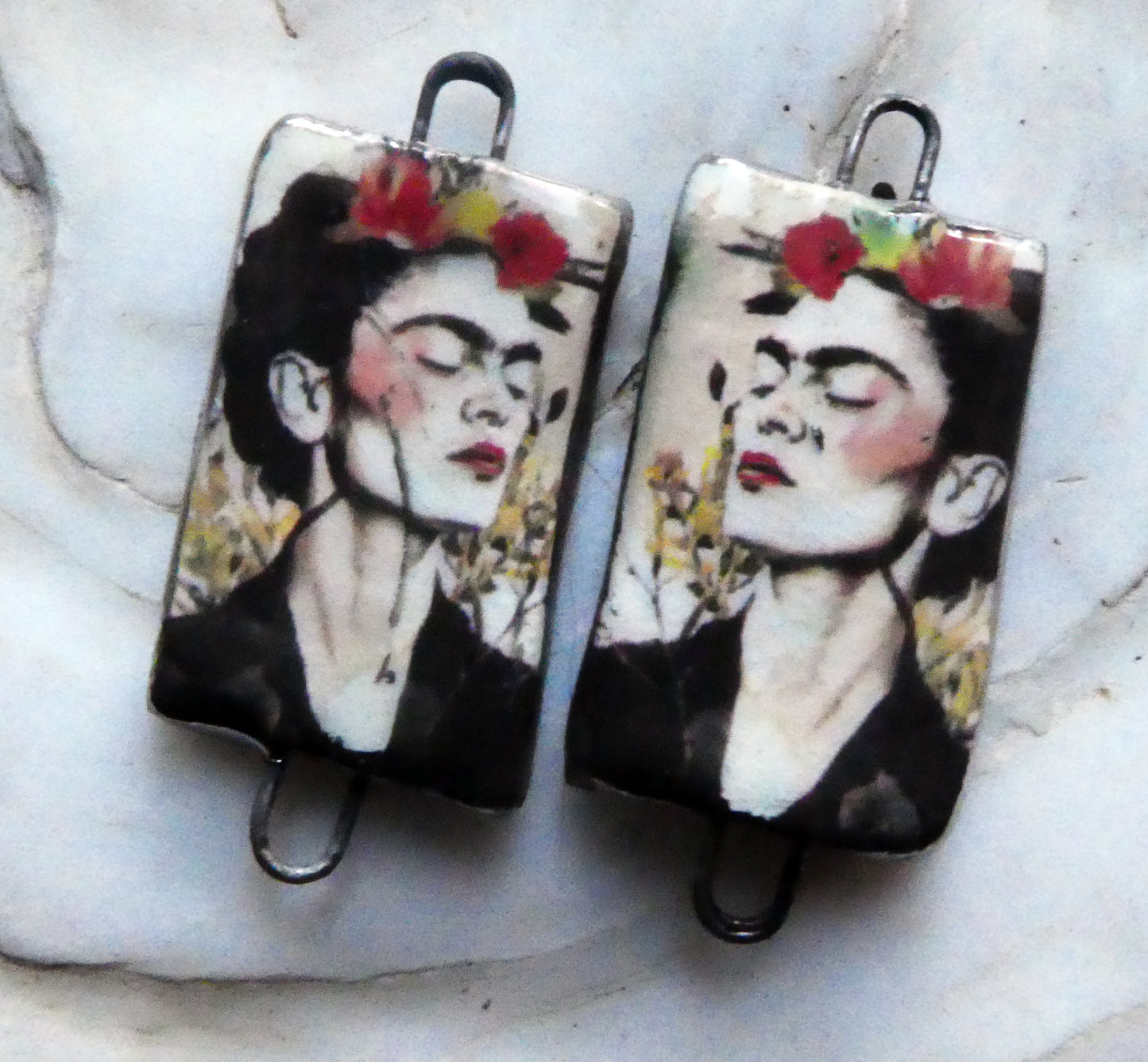 Ceramic Frida Inspired Earring Connectors - #6