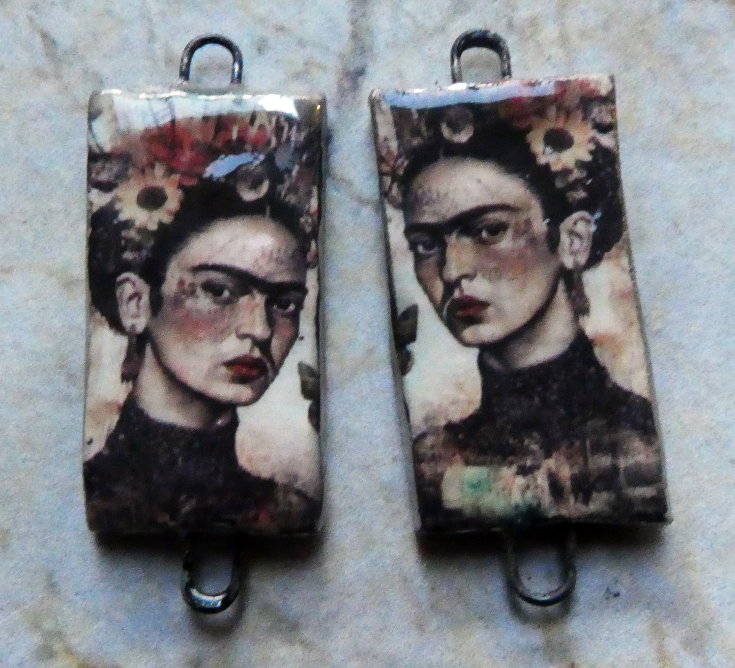 Ceramic Frida Inspired Earring Connectors - #12