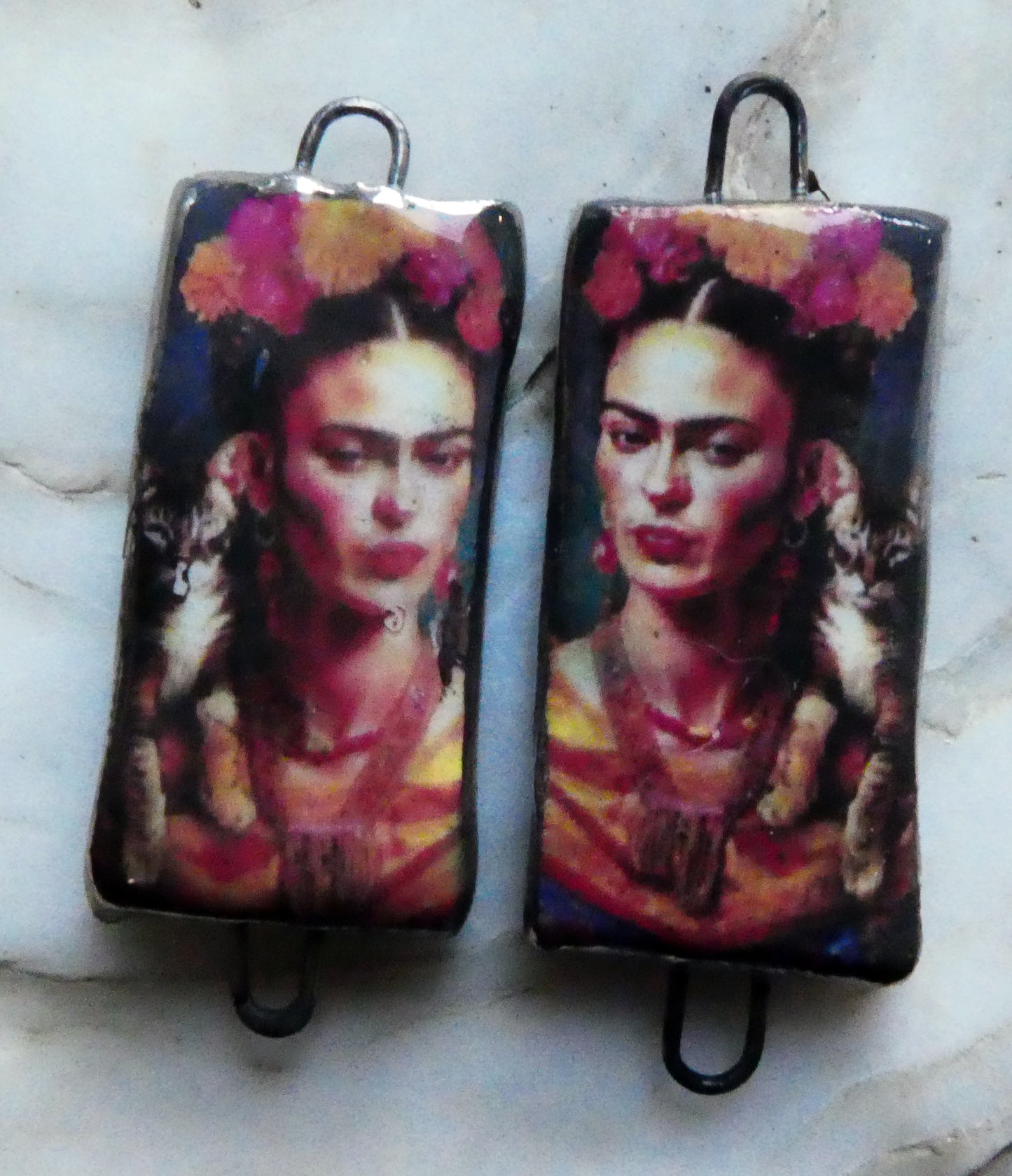 Ceramic Frida Inspired Earring Connectors - #14