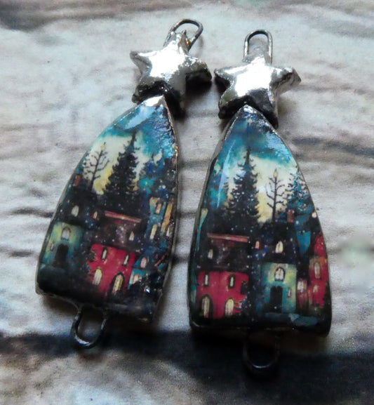 Ceramic Winter Scene Decal Connectors #1