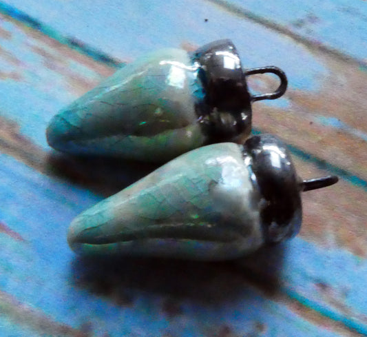 Ceramic Christmas Lights Charms - Turquoise Crackle