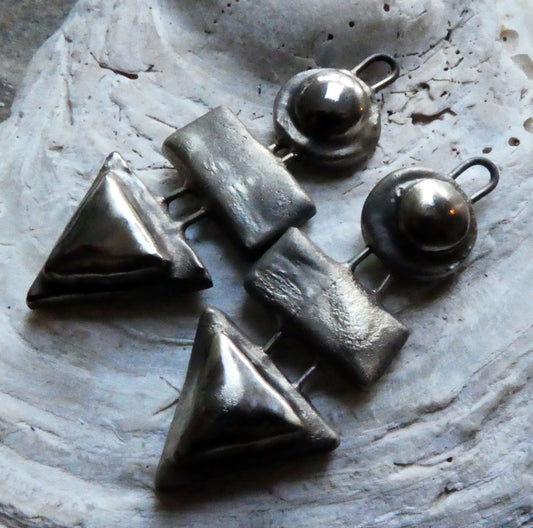 Ceramic Mixed Shape Stack Charms -Platinum