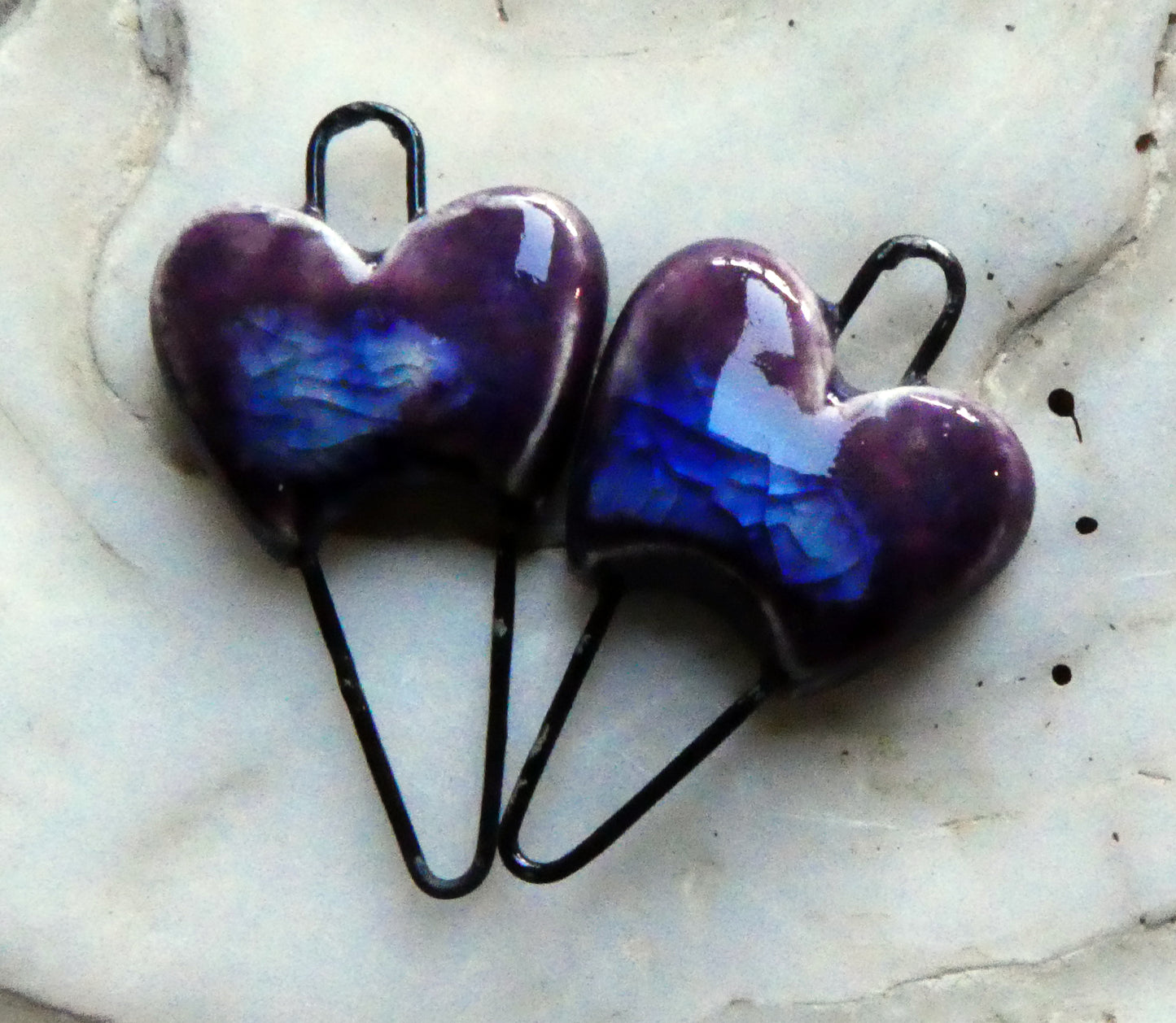 Ceramic Heart Earring Connectors -Royal Fantasy