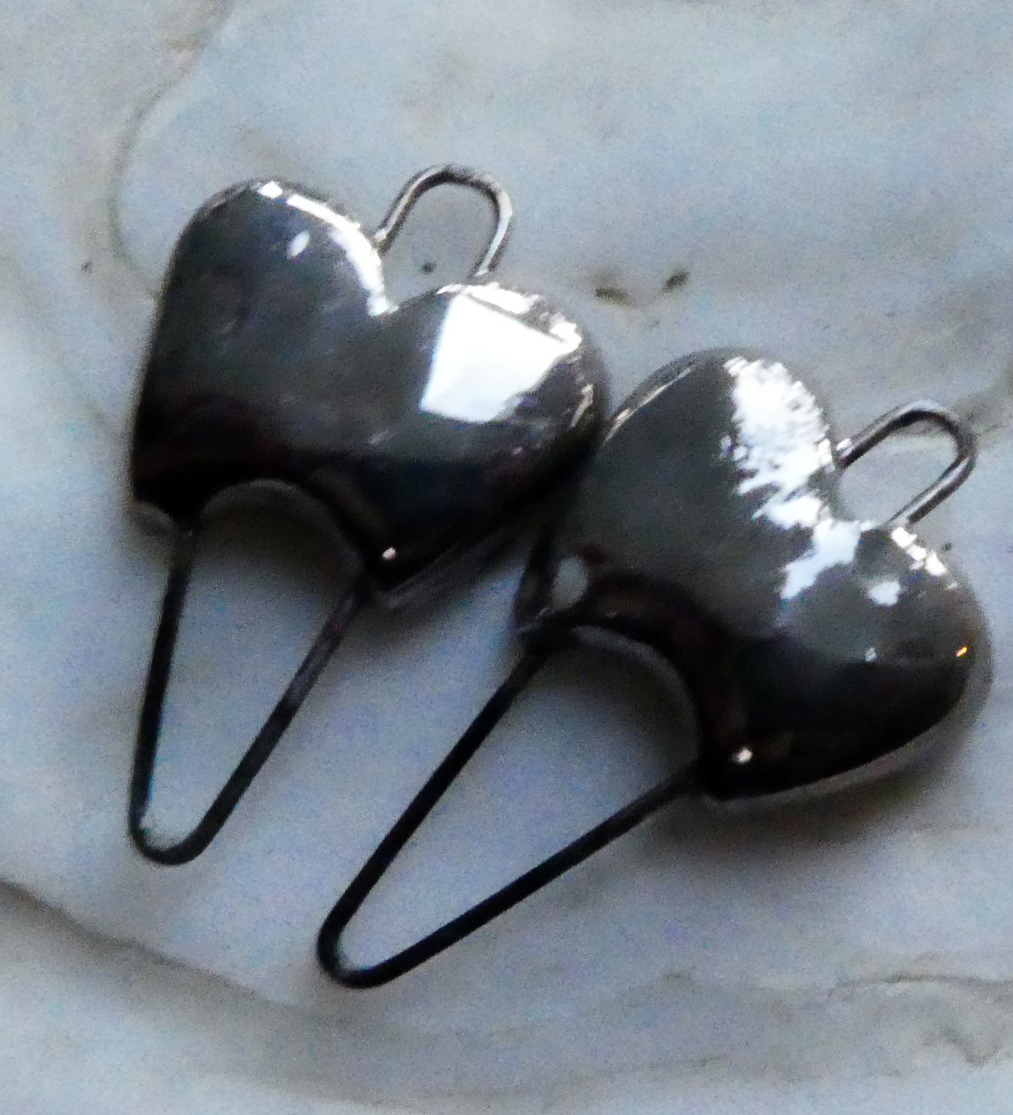 Ceramic Heart Earring Connectors -Platinum