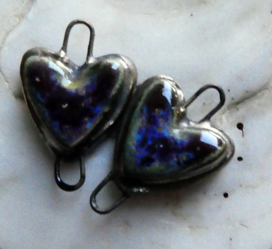 Ceramic Moulded Heart Connectors- Sailors Delight