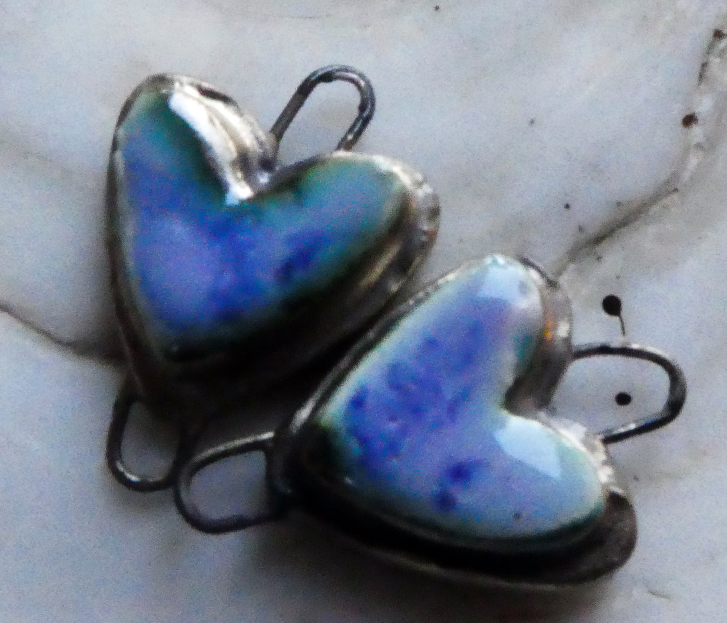 Ceramic Moulded Heart Connectors - Purple Reign