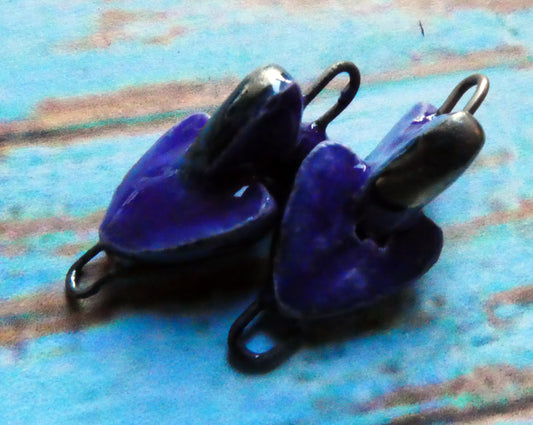 Ceramic Interconnected Hearts Connectors-Dark Purple