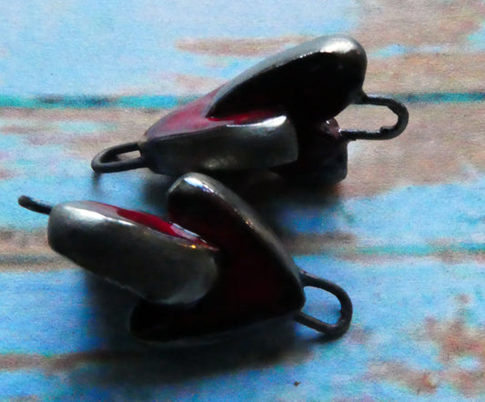 Ceramic Interconnected Hearts Connectors- Red