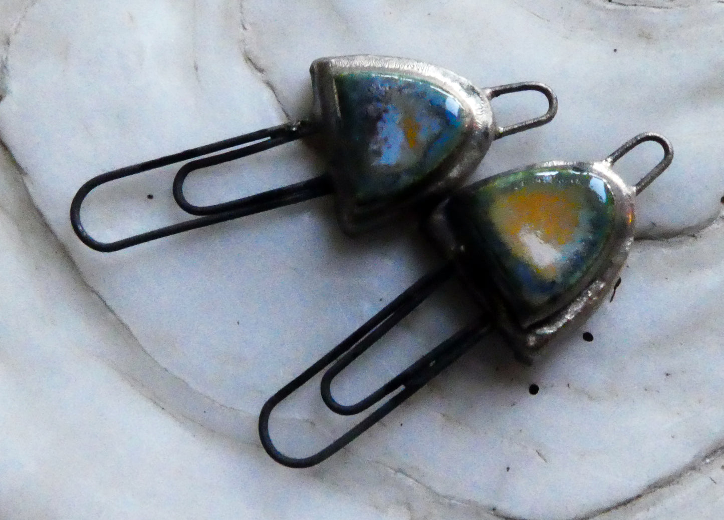 Ceramic Moulded Half Oval Double Hoop Connectors-Outer Space