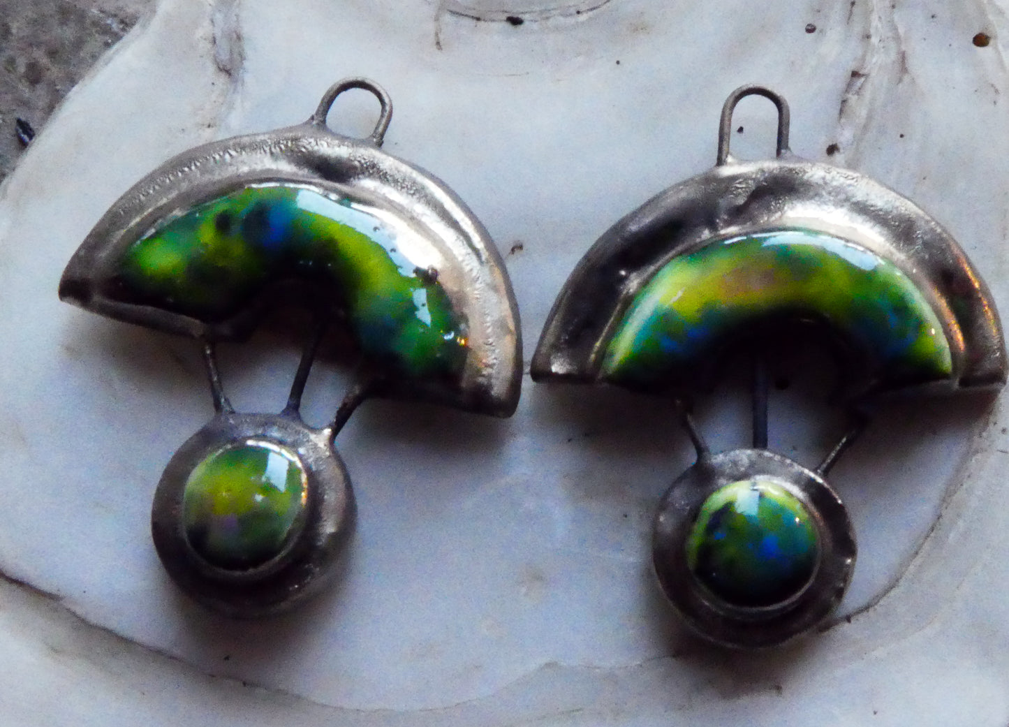 Ceramic Moulded Scoop and Disc Charms - Mardi Gras