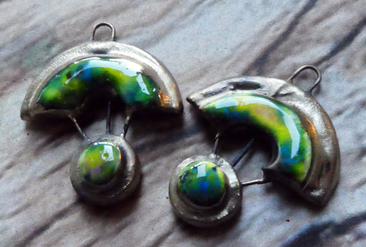 Ceramic Moulded Scoop and Disc Charms - Mardi Gras