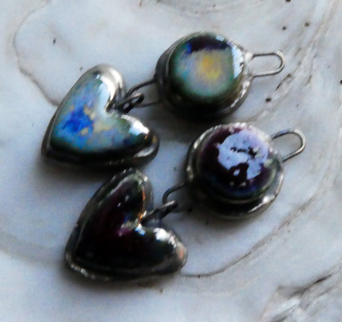 Ceramic Moulded Disc and Heart Dangles - Sailors Delight