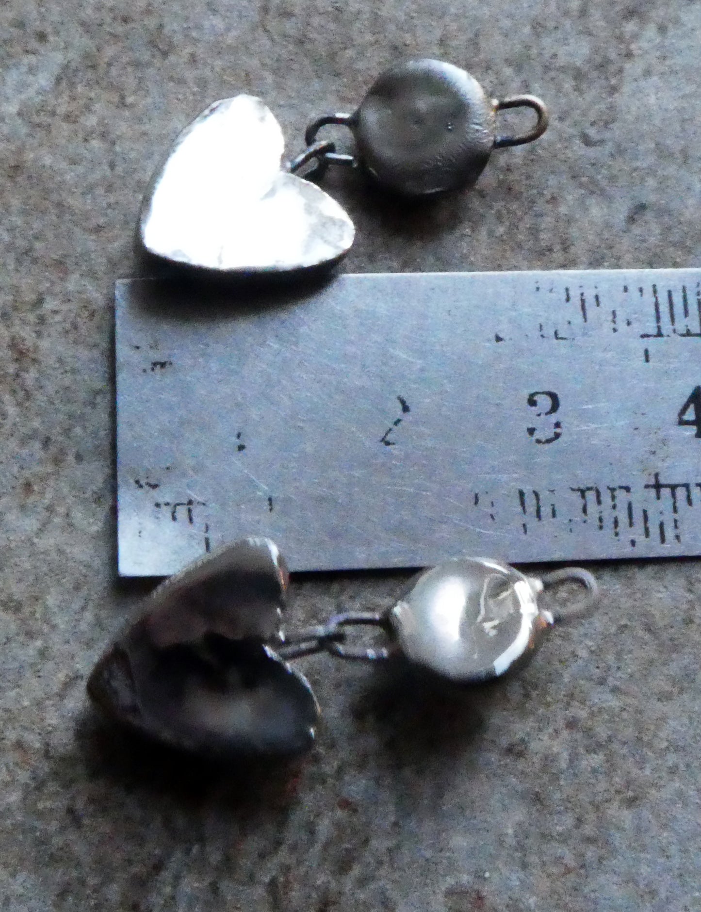 Ceramic Moulded Disc and Heart Dangles - Platinum and Gold #2