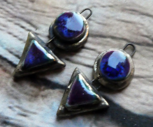 Ceramic Moulded Disc and Triangle Charms -Royal Fantasy