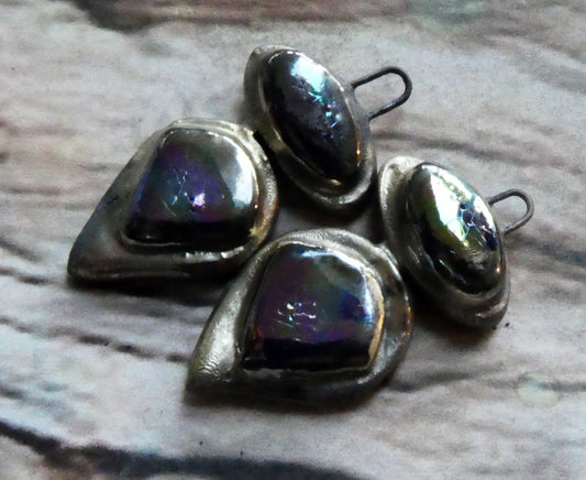 Ceramic Moulded Mixed Shape Charms - Mirror Blue