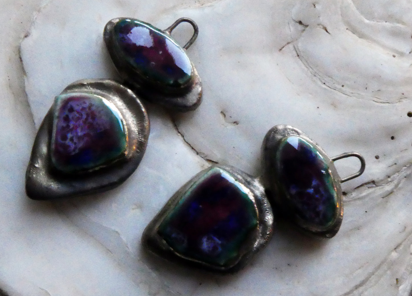 Ceramic Moulded Mixed Shape Charms - Plum Jelly