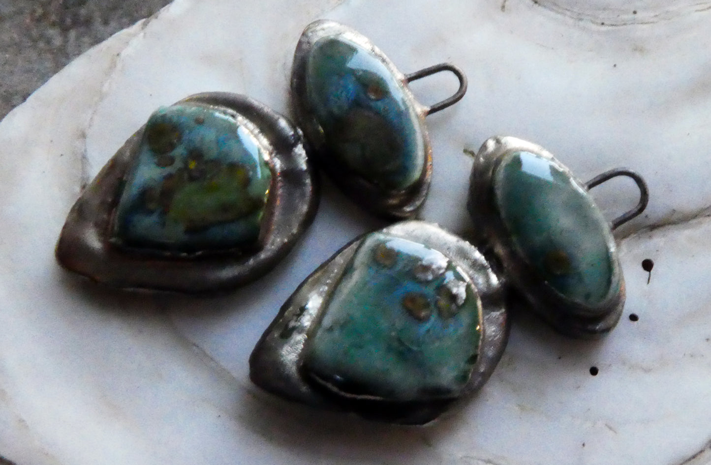 Ceramic Moulded Mixed Shape Charms - Mystic Jade