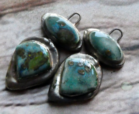 Ceramic Moulded Mixed Shape Charms - Mystic Jade