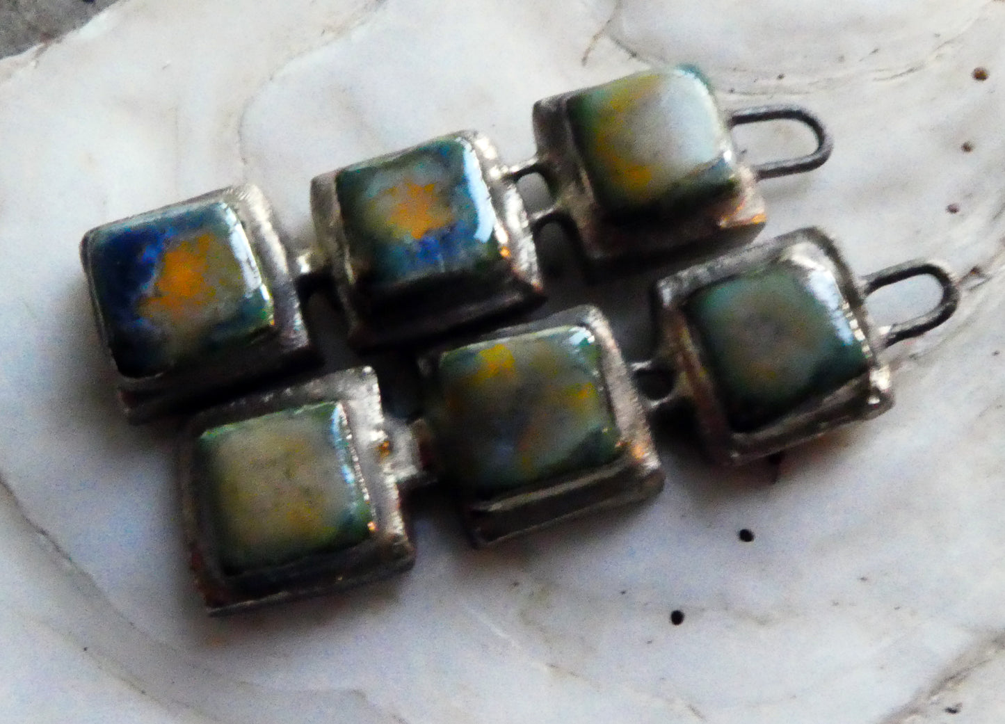 Ceramic Moulded Square Stack Charms -Outer Space