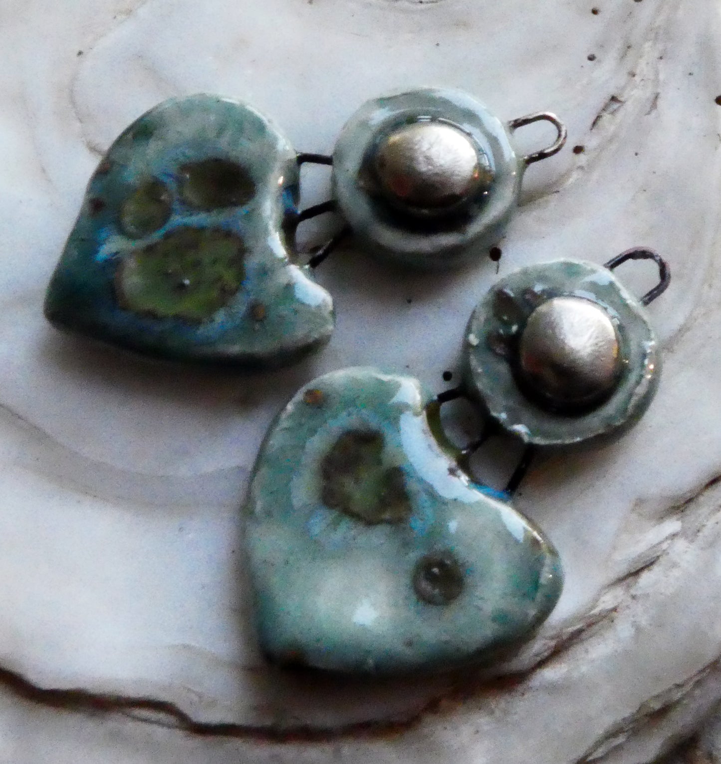 Ceramic Disc and Lotus Charms - Mystic Jade