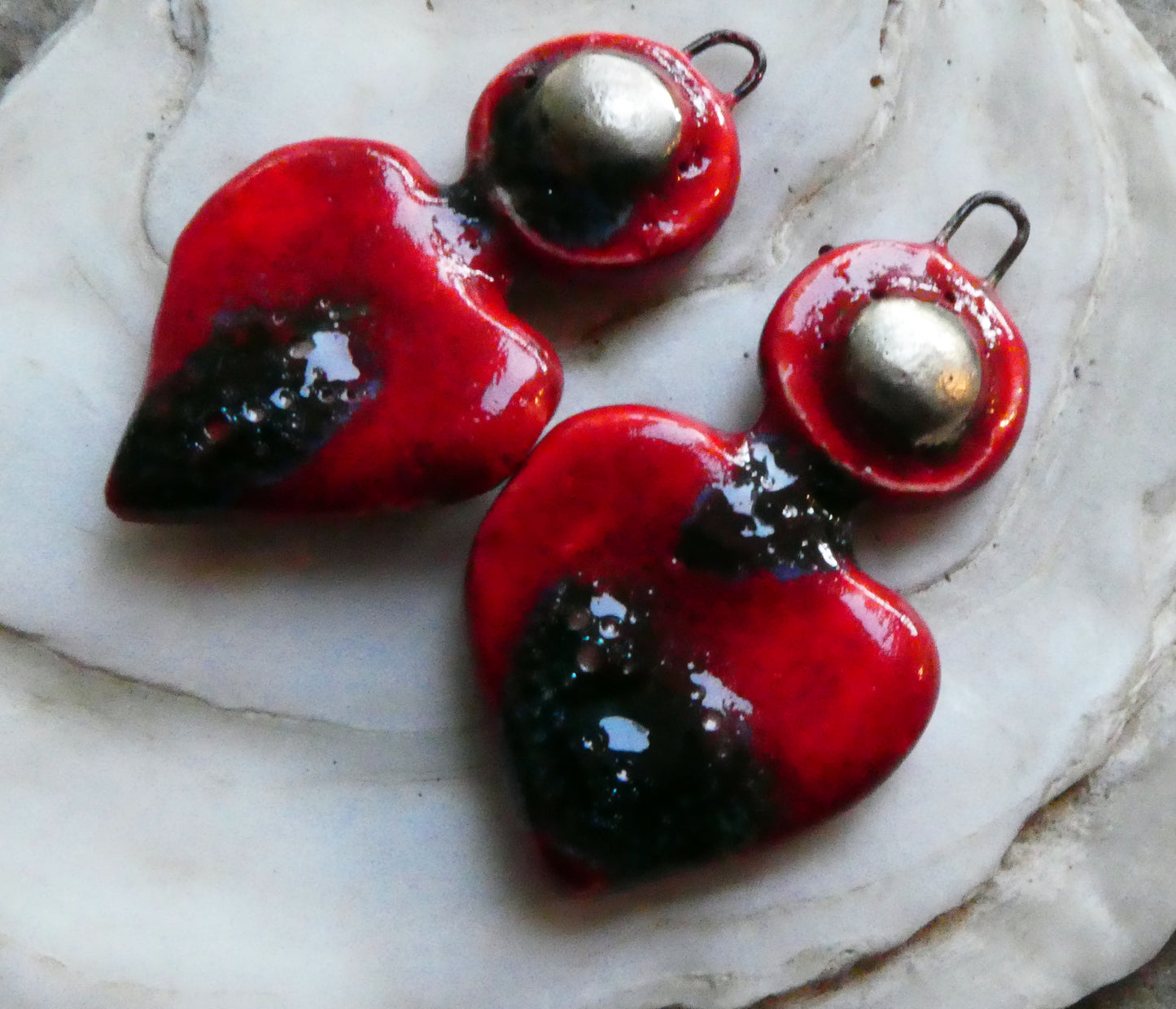 Ceramic Disc and Lotus Charms - Ladybird