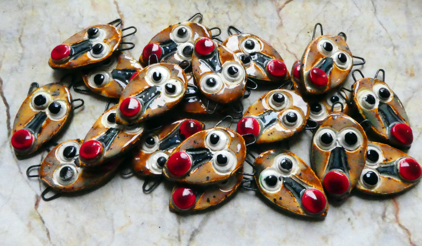 Ceramic Rudolph Face Charms