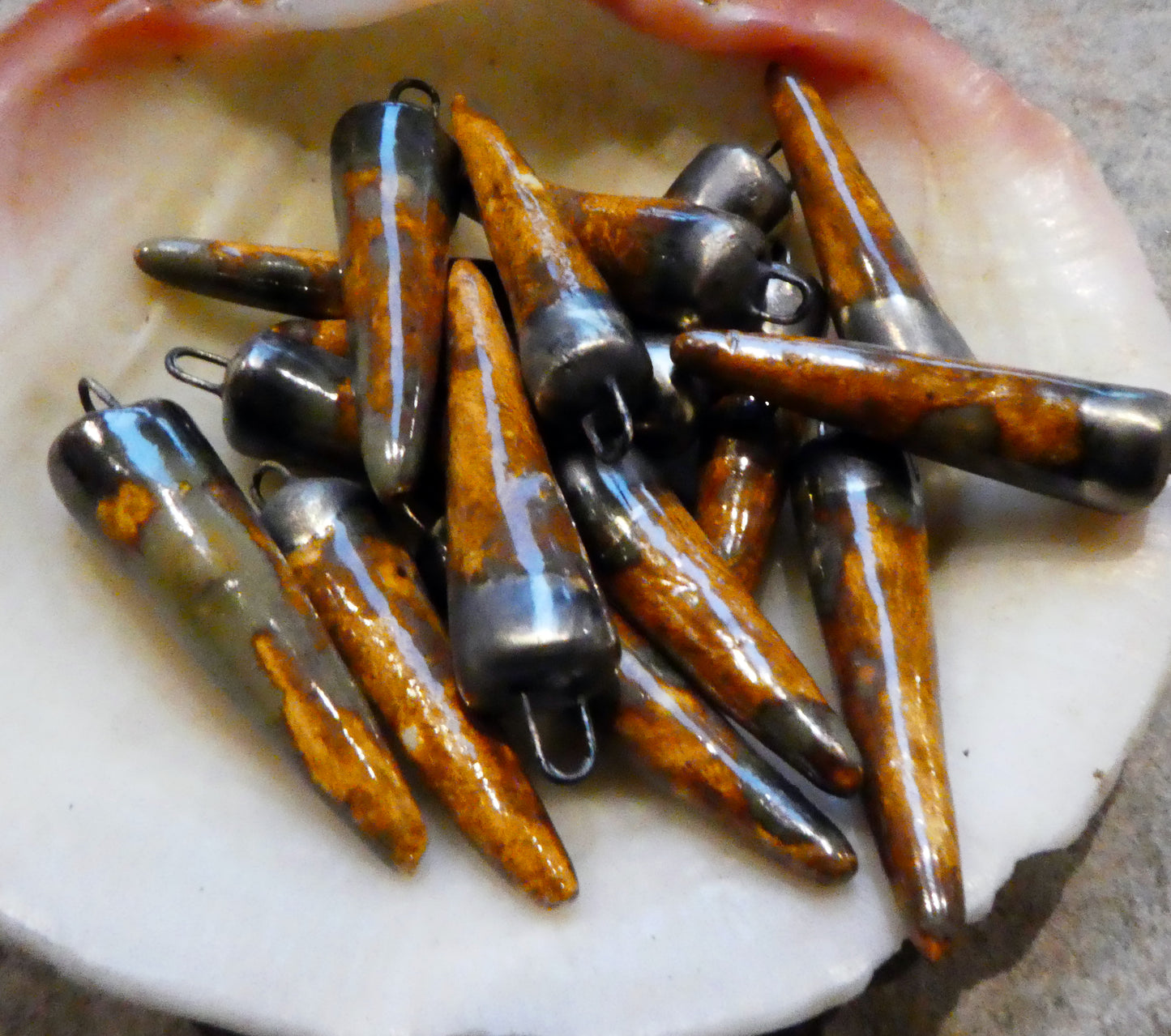 Ceramic Spikes Earring Charms - Bark