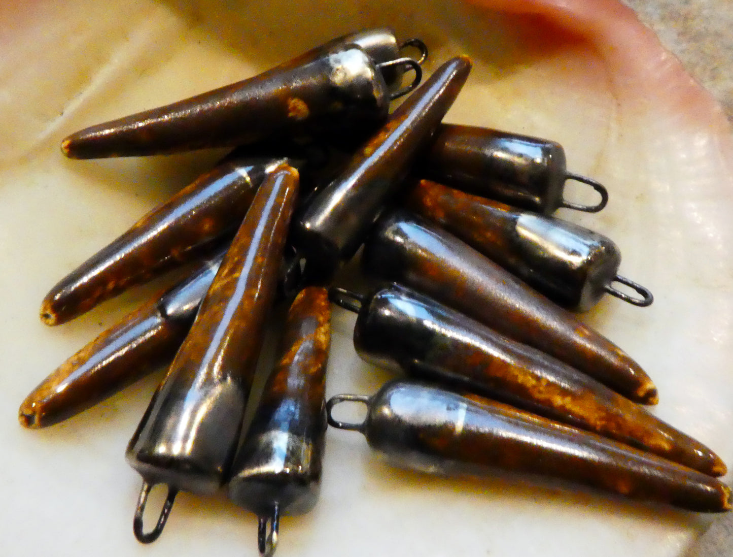 Ceramic Spikes Earring Charms - Rustic Ale