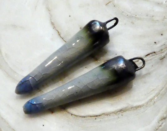 Ceramic Spikes Earring Charms - Moonscape Crackle