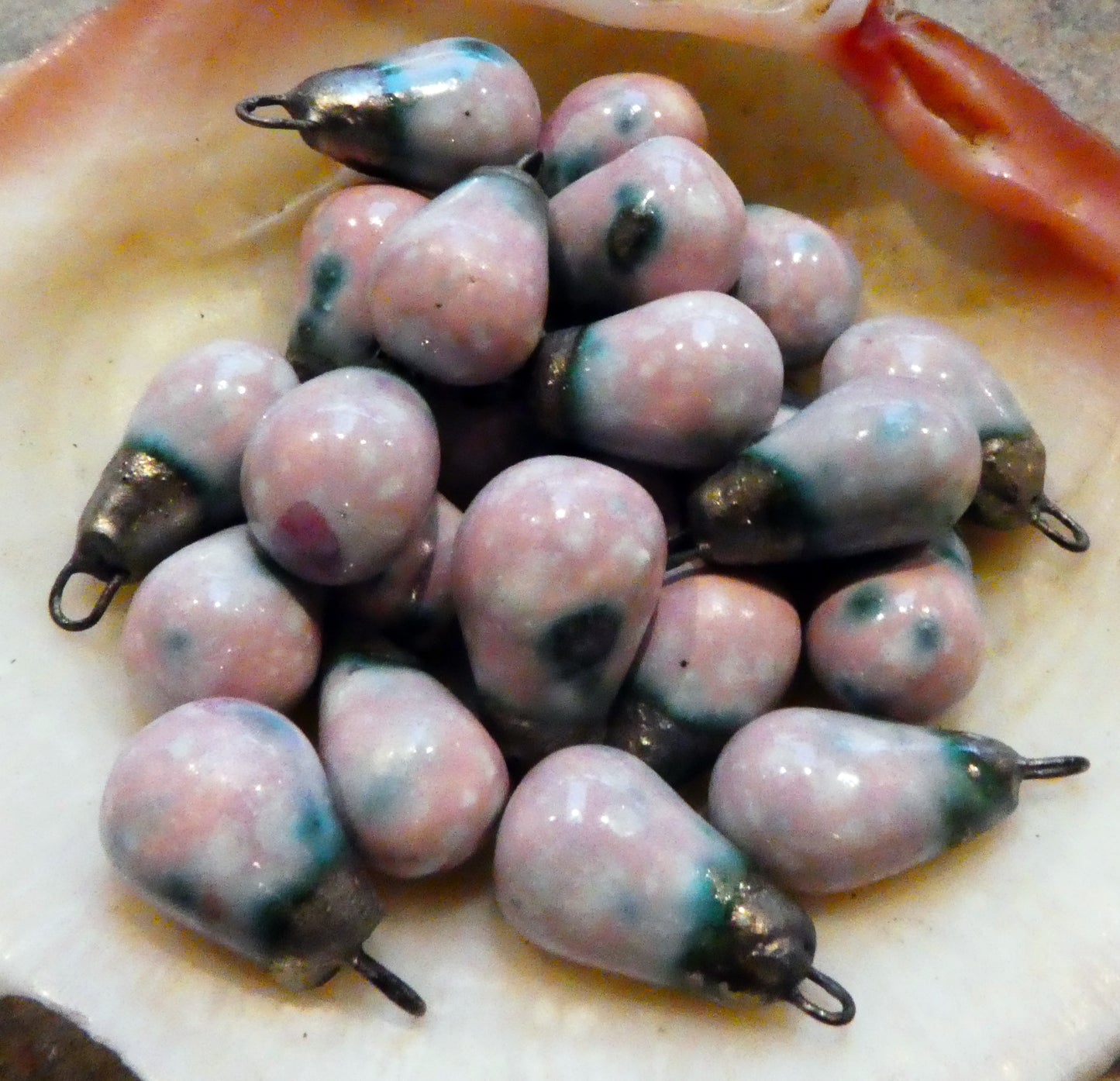 Ceramic Drops Earring Charms - Pink Plum