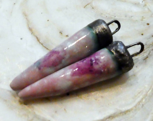 Ceramic Spikes Earring Charms - Pink Plum