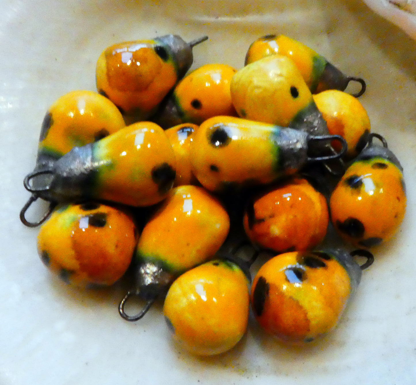 Ceramic Drops Earring Charms - Papaya