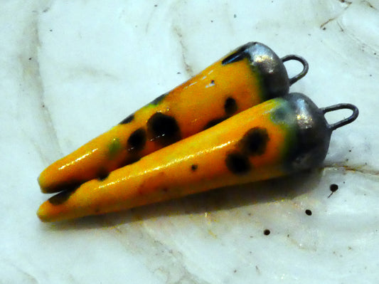 Ceramic Spikes Earring Charms - Papaya