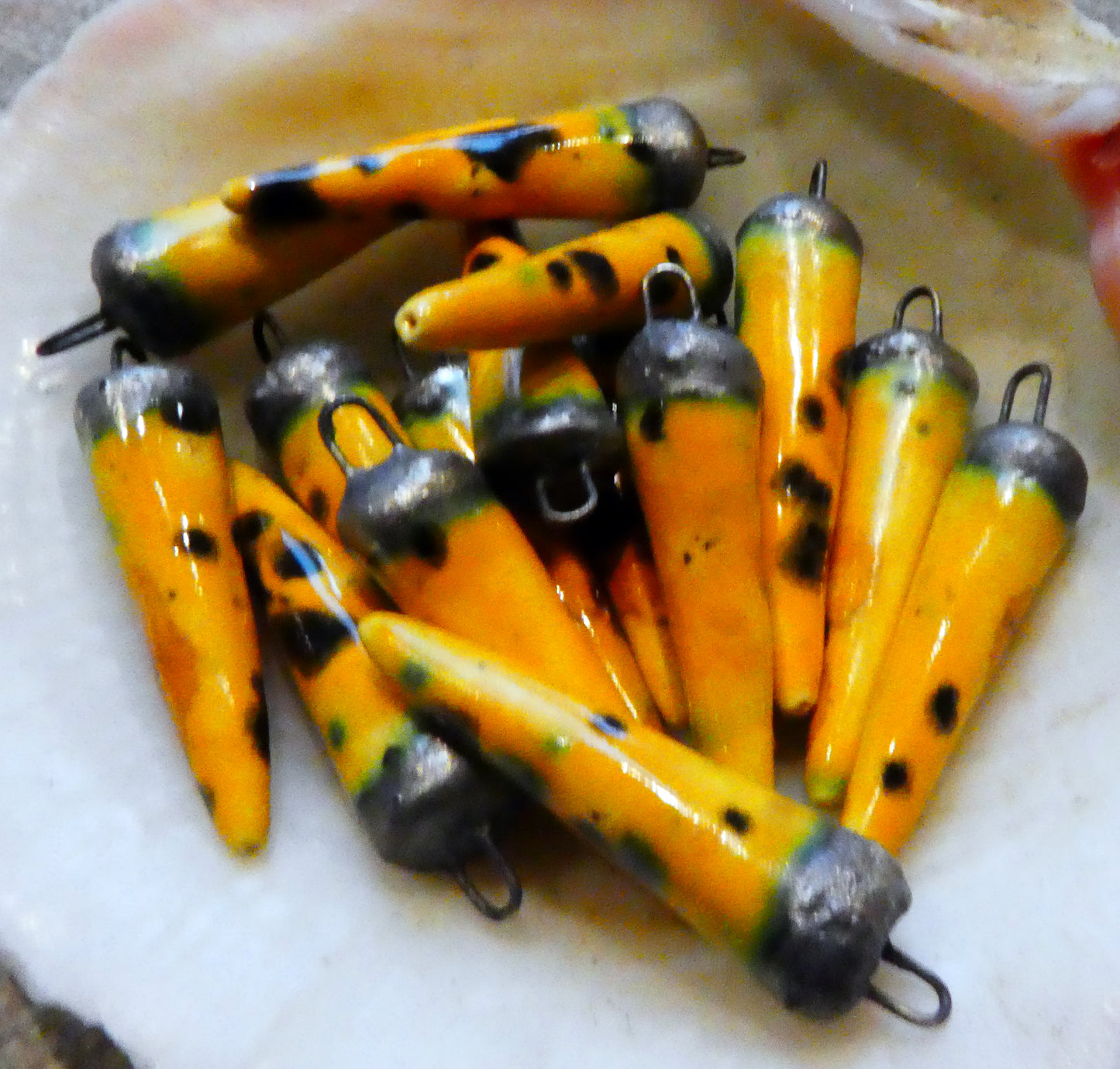 Ceramic Spikes Earring Charms - Papaya